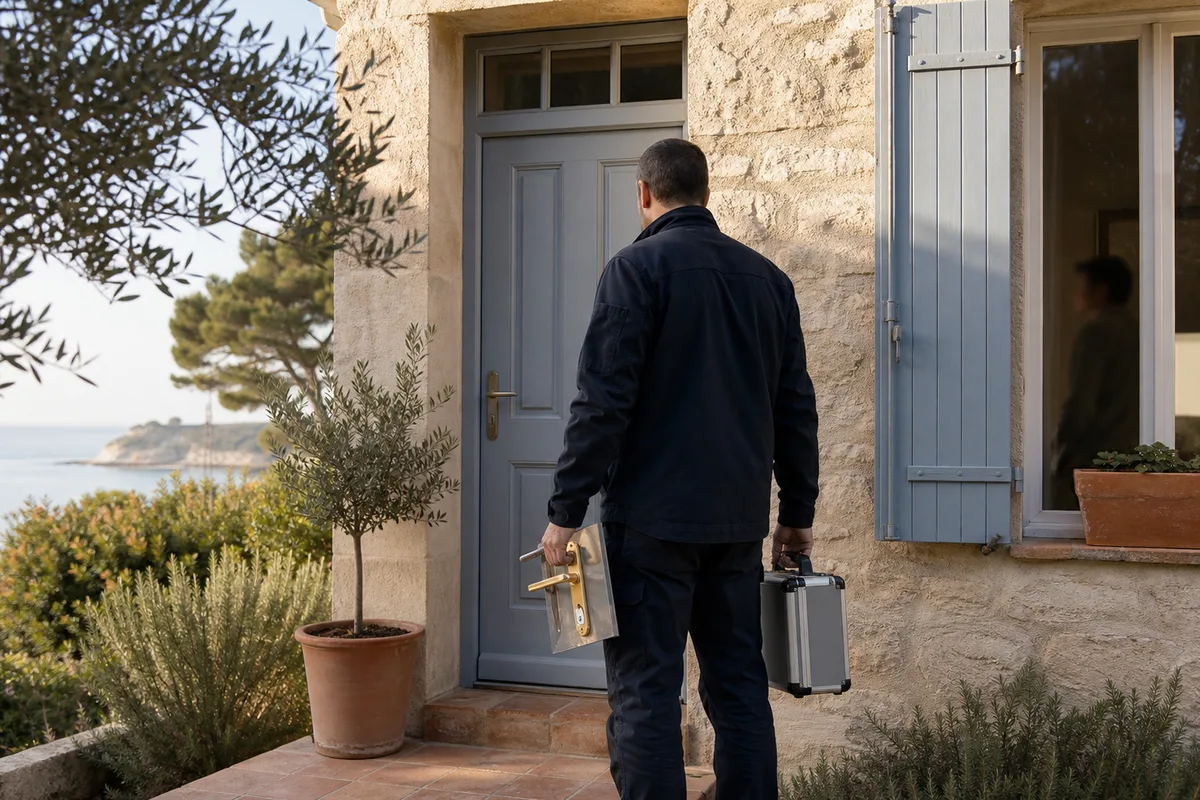 Villa aux volets clos dominant la mer dans la pinède de Carry-le-Rouet